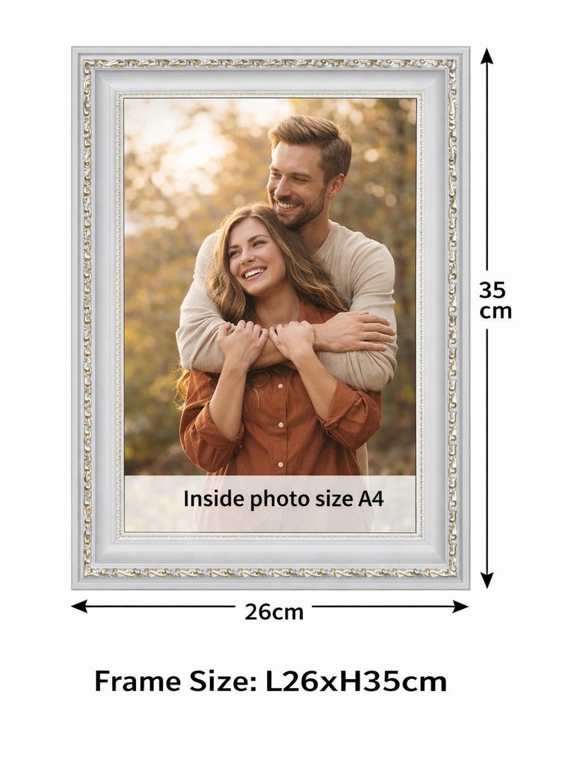 Lumina A4 PVC Photo Frame White & Gold Decorative Cork Board Memo Frame – Photo Display Notice Board, Pin Board for Notes & Pictures, Wall Mounted Frame - Image 2